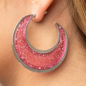 Pink half moon earrings
